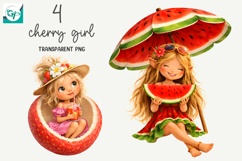 Whimsical Summer Fruit Girls Clipart, Summer Girls Clipart Product Image 1