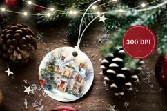 Watercolor Christmas Ornament, Christmas Product Tag Product Image 2