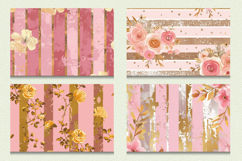 Pink &amp; Gold Floral Stripes Cutting Boards sublimation Design Product Image 2