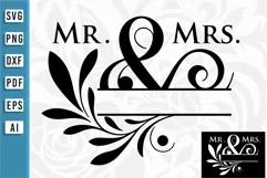 Mr and Mrs SVG, Floral wreath SVG, Family Monogram SVG Product Image 2