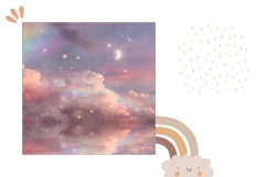 Glitter Pillow Case Design, Sky Pillow Sublimation PNG Product Image 2