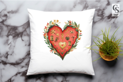 Folk Art Floral Heart Clipart Sublimation PNG Product Image 3