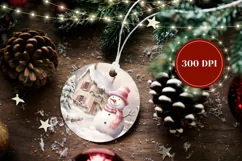 Watercolor Christmas Ornament, Pink Snowman Ornament Design Product Image 2