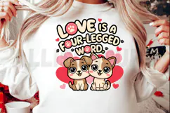 Love is a Four-Legged Word PNG, Funny love design PNG Product Image 2