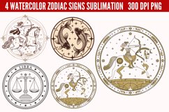 Watercolor Zodiac Signs Clipart Bundle PNG Product Image 3