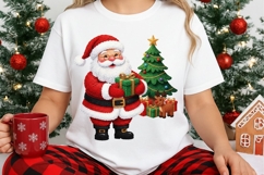 Faux Yarn Santa Holding Presents Christmas Sublimation Png. Product Image 3