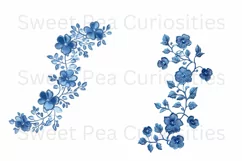 Embroidery, Flowers, Lace, Elements, Clipart, Blue, PNG Product Image 2