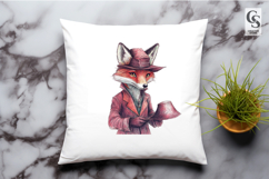 Dapper Fox Gentleman Watercolor Clipart Sublimation PNG Product Image 3