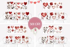 Watercolor Love Hearts Mug Designs, Watercolor Flowers Mug Product Image 2