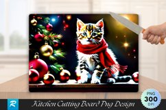 Festive Tabby Kitten Christmas Ornaments Cutting Board PNG Product Image 1