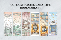 Cute Cat Pastel Daily Life Bookmark Set,Heartwarming Kitty Product Image 2