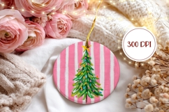 Christmas Ornament, Pink Stripes Ornament Sublimation Product Image 2