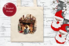 Watercolor Christmas Fireplace Clipart, Christmas Clipart Product Image 2