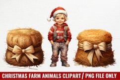 Watercolor Christmas Farm Clipart Product Image 1