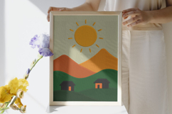 Minimalist Sunrise Hillside Pillow Design Product Image 2