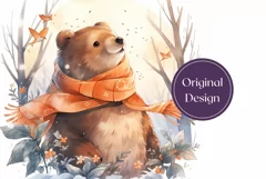 Winter Tumbler Wrap, Winter Teddy Bear Tumbler Template Product Image 2