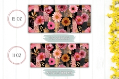 Boho Flowers Mug Template, Floral Mug Sublimation Design Product Image 2