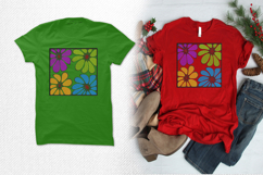 Colorful Four Petal Flowers Block Embroidery Design Product Image 2