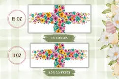 Floral Christian Cross Mug Wrap, Christian Mug Design Product Image 2
