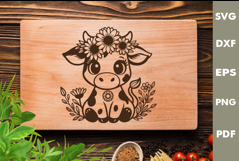 Baby Cow svg|Baby Dairy cow laser|Flower Cow svg Product Image 2