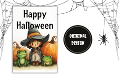 Cartoon Witch Garden Flag, Watercolor Halloween Garden Flag Product Image 2