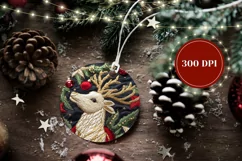 Embroidery Deer Ornament, Knitted Christmas Ornament Print Product Image 2