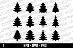 A black and white vector set of pine tree icons. Product Image 2