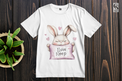 Cute Bunny I Love Sleep Clipart PNG Product Image 2