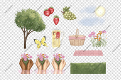 Summer picnic in park clipart, Summer girl PNG bundle flower Product Image 4
