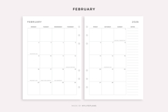 2026 Monthly Planner with Holidays, Dated Month on 2 Pages Product Image 2