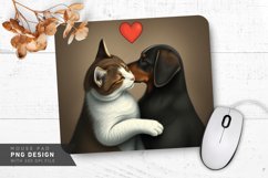 Cat and Dog Love Mouse Pad PNG Design Product Image 1