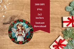 Christmas Angel Round Earring, Christmas Angel Sublimation Product Image 2
