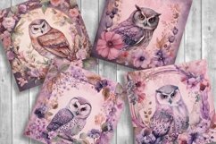 Purple Owls Blue Scrapbooking Papers | Printable Ephemera Product Image 2