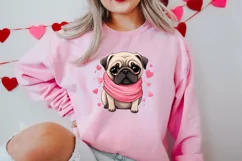 Sweet Pugs Valentine Clipart, Valentines PNG Product Image 2