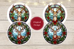 Stained Glass Christmas Car Coaster, Christmas Deer Coaster Product Image 2