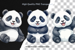 15 Bundle Watercolor Panda Animal Fat Black White Chinese Product Image 2