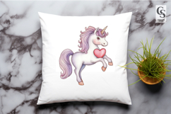Watercolor Unicorn With Heart Clipart Sublimation PNG Product Image 2