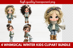 4 Whimsical Winter Kids Clipart | Cute Winter Kids PNG Product Image 1