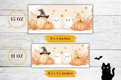Halloween Pumpkins Mug Wrap Design, Kawaii Ghost Mug PNG Product Image 2