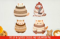 Fat cat in sweater.Stickers and Sublimation PNG. Product Image 1