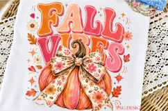 Fall Vibes PNG, Pumpkin Bow PNG, Retro Fall Sublimation Product Image 2