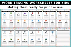 Word Tracing Worksheets for Kids Product Image 2