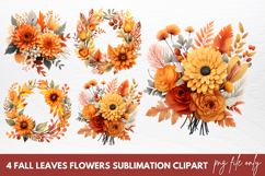 Fall Leaves Flowers Sublimation Clipart Product Image 1