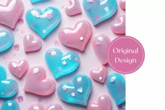 Blue Ctystal Hearts Tumbler Design, Valentine's Day Tumbler Product Image 2