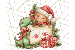 Christmas Dinosaur PNG Clipart, Cute Dino Holiday Art Png Product Image 2