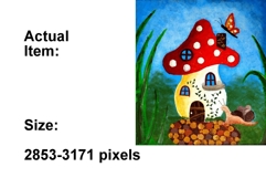 Fairy mushroom house print wall art whimsical fantasy nurser Product Image 2