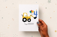Fourth Birthday Excavator | Happy Birthday Card | EPS SVG Product Image 2