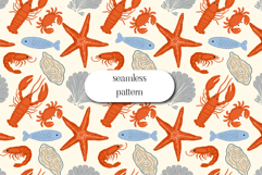 Coastal Seafood Seamless Pattern Ocean Summer Print Product Image 1