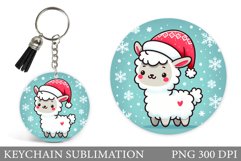 Christmas Lama Keychain. Cute Lama Keychain Design Product Image 1