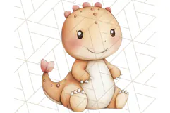 Cute Pastel Dinosaur Clipart PNG for Nursery Art, Baby Decor Product Image 2